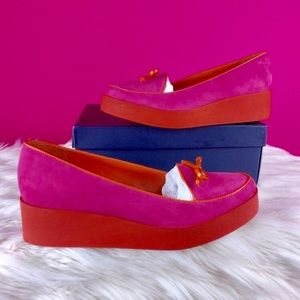 @ Bernardo Platform Loafers Pink Orange Bow